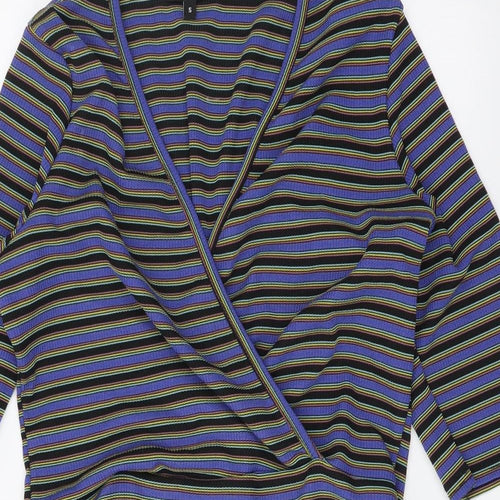 Wednesday Girl Womens Multicoloured Striped Polyester Bodysuit One-Piece Size S Pullover