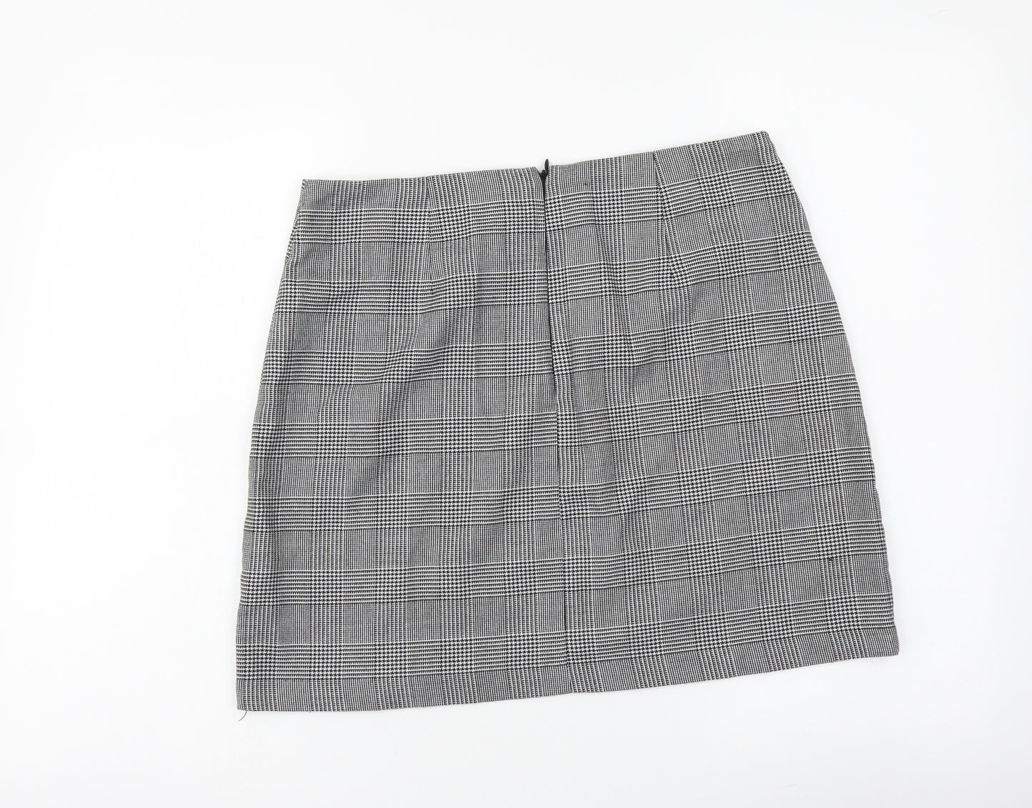 New Look Womens Black Geometric Polyester A-Line Skirt Size 12 Zip