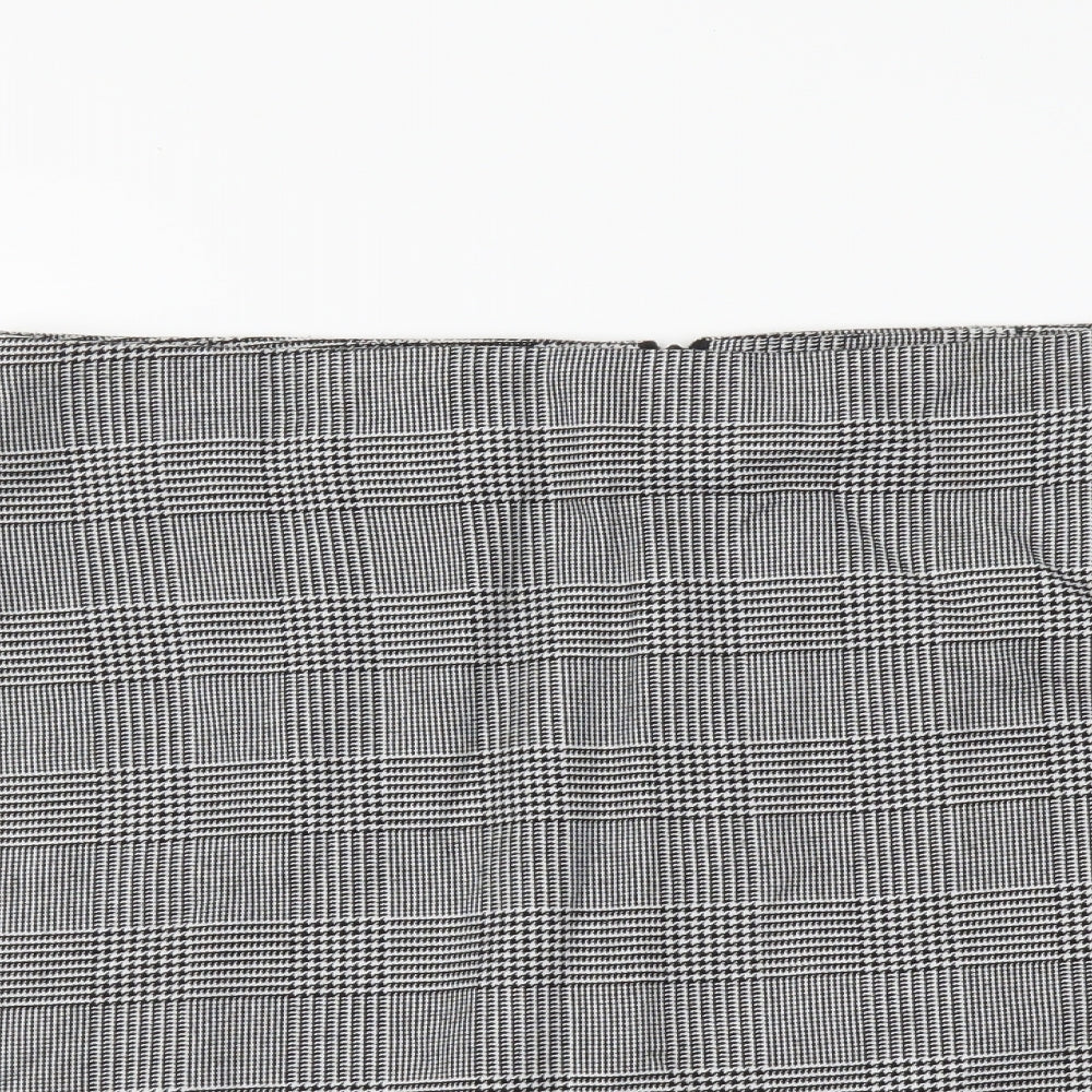 New Look Womens Black Geometric Polyester A-Line Skirt Size 12 Zip