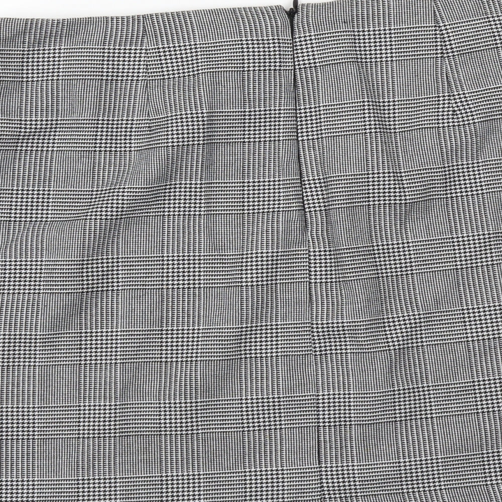 New Look Womens Black Geometric Polyester A-Line Skirt Size 12 Zip