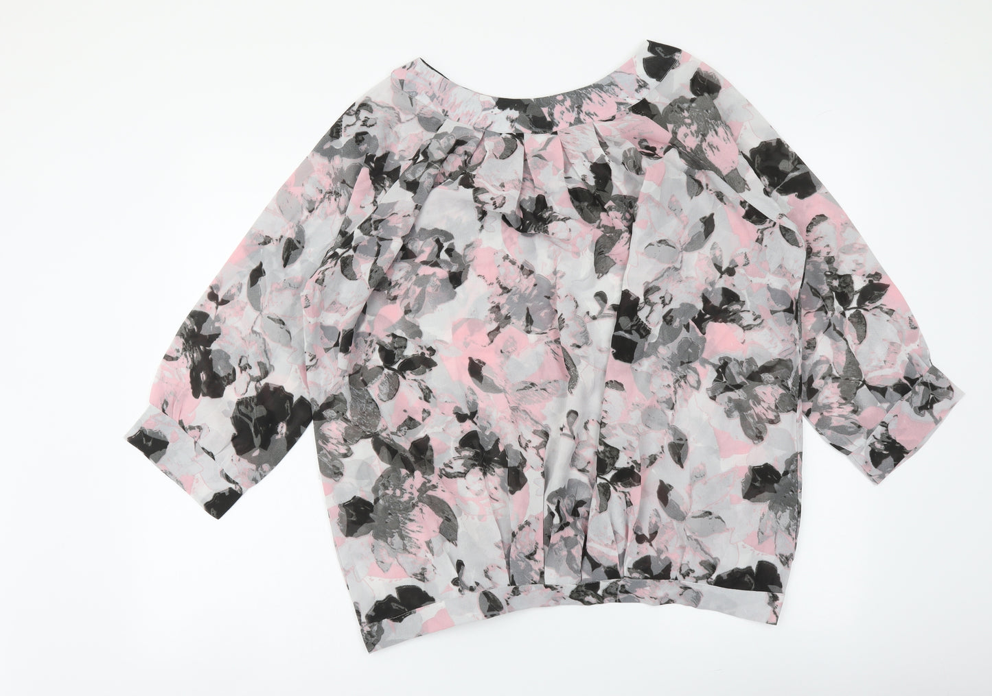 NEXT Womens Multicoloured Floral Polyester Basic Blouse Size 16 Boat Neck