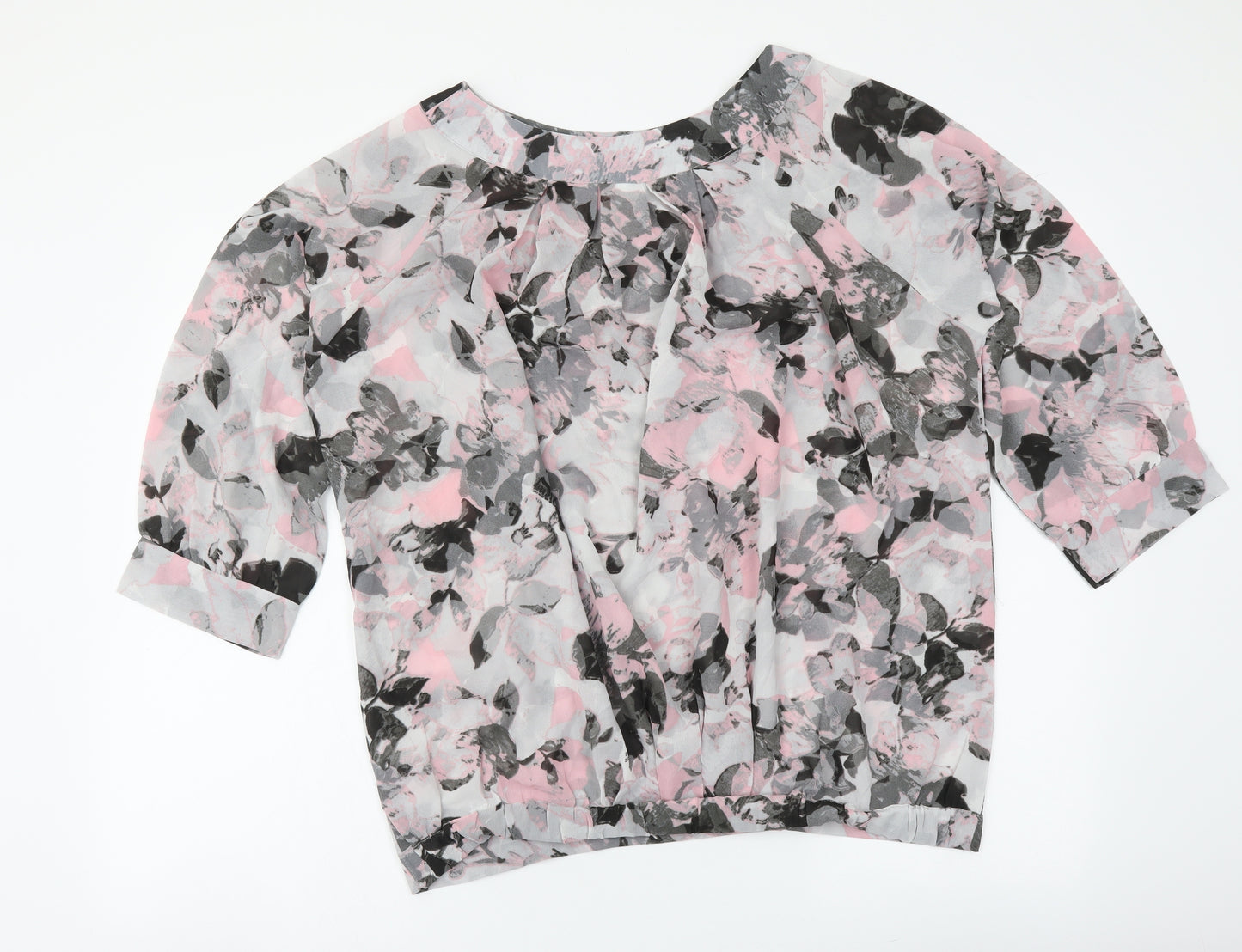 NEXT Womens Multicoloured Floral Polyester Basic Blouse Size 16 Boat Neck