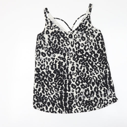 Dorothy Perkins Womens Black Animal Print Polyester Camisole Tank Size 8 V-Neck - Leopard Print