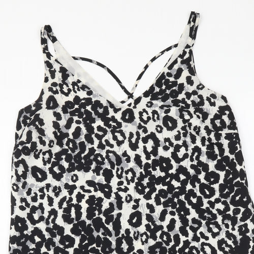 Dorothy Perkins Womens Black Animal Print Polyester Camisole Tank Size 8 V-Neck - Leopard Print