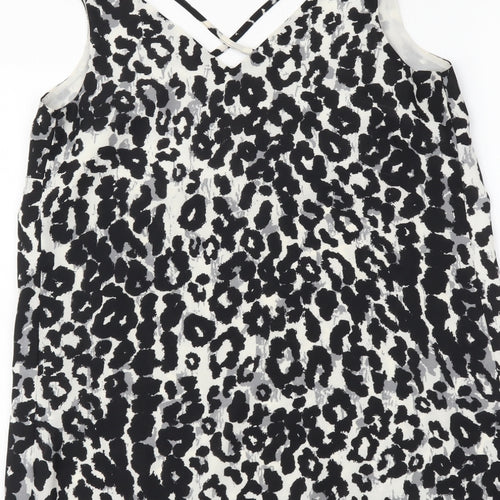 Dorothy Perkins Womens Black Animal Print Polyester Camisole Tank Size 8 V-Neck - Leopard Print