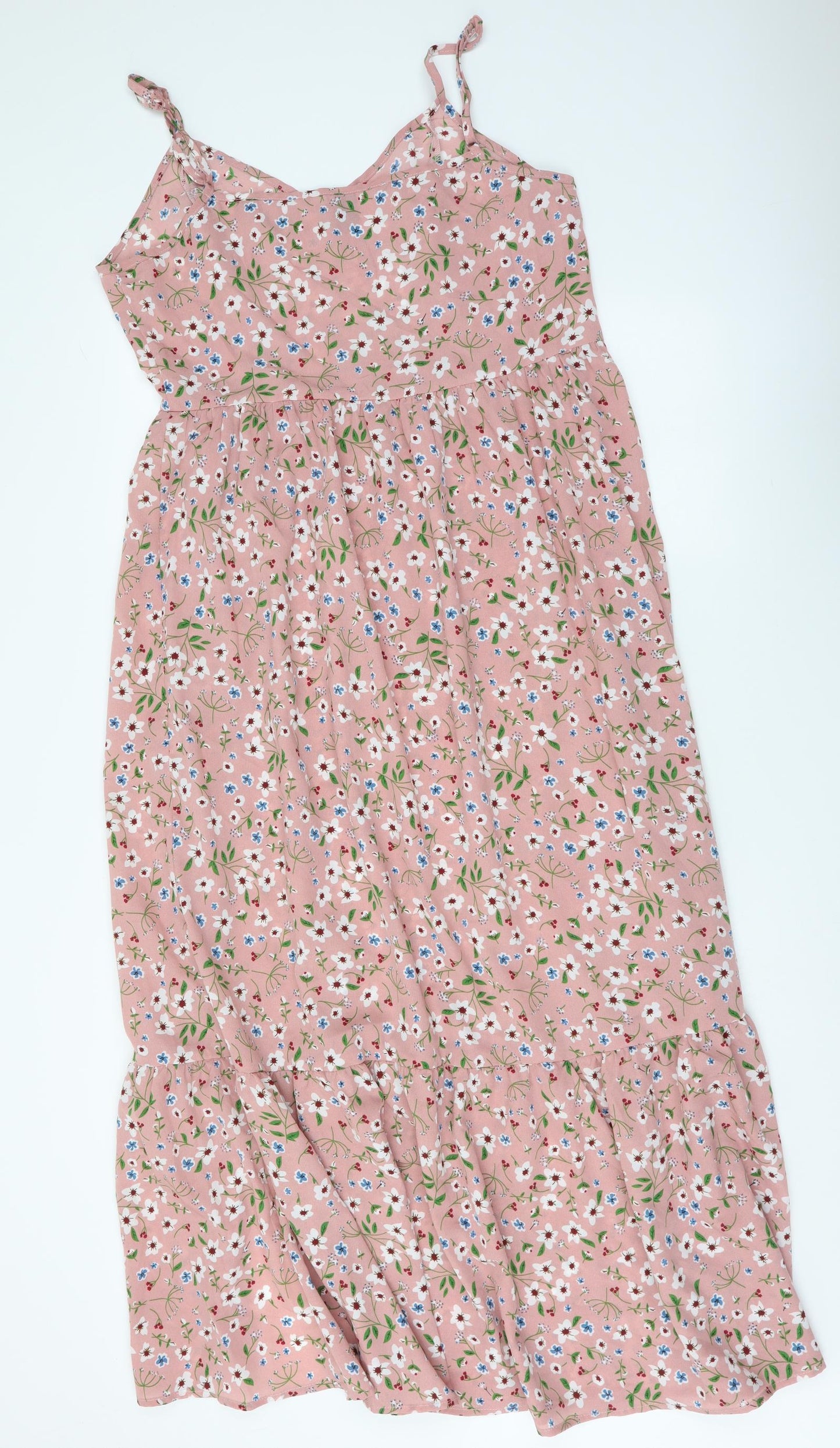 SheIn Womens Pink Floral Polyester Slip Dress Size L V-Neck Pullover