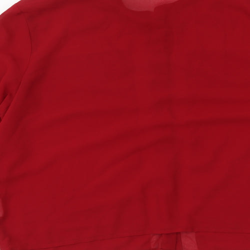 ELA Womens Red Polyester Basic Button-Up Size 12 Round Neck
