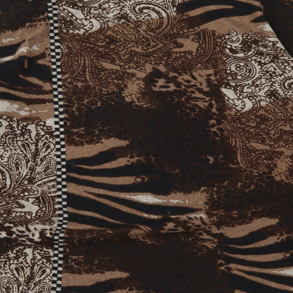 Anna Rose Womens Brown Round Neck Geometric Acrylic Pullover Jumper Size XL - Animal Print