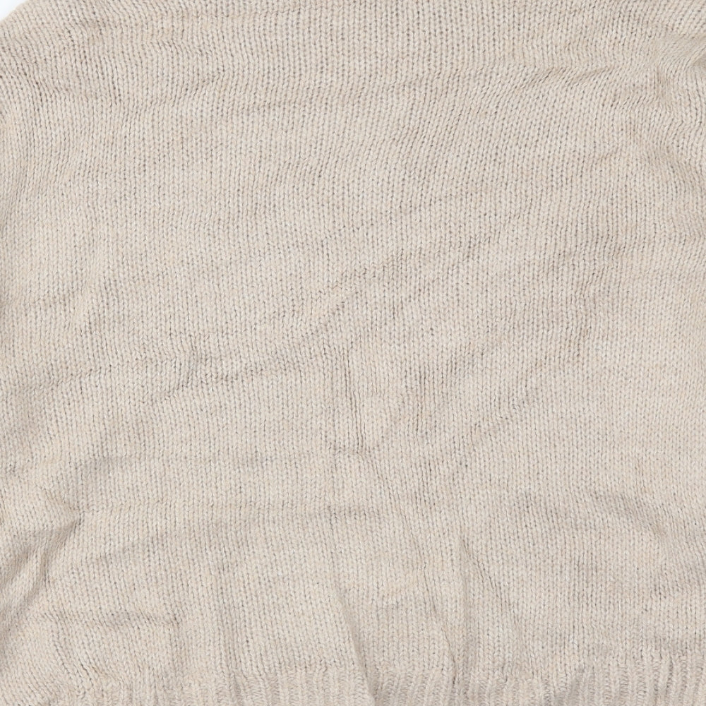 H&M Womens Beige Roll Neck Acrylic Pullover Jumper Size S