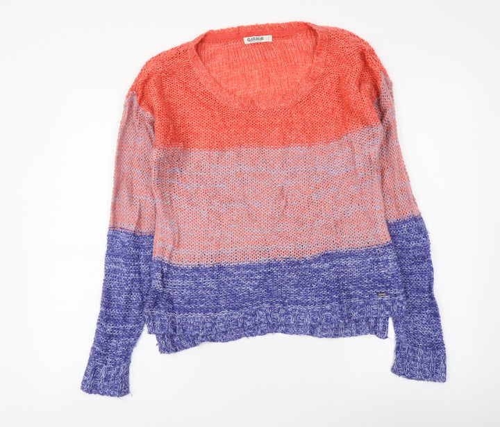 Garage Womens Multicoloured Round Neck Striped Acrylic Pullover Jumper Size M