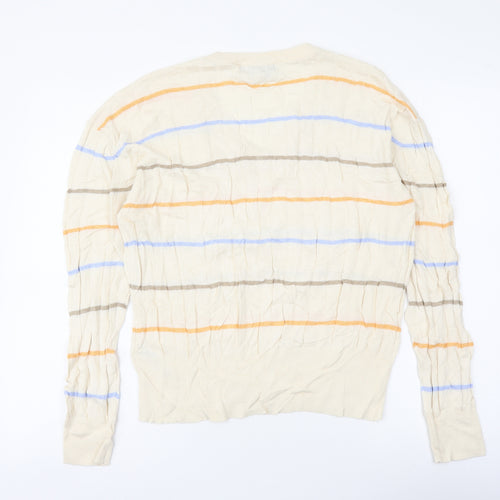 Marks and Spencer Womens Multicoloured V-Neck Striped Viscose Pullover Jumper Size L