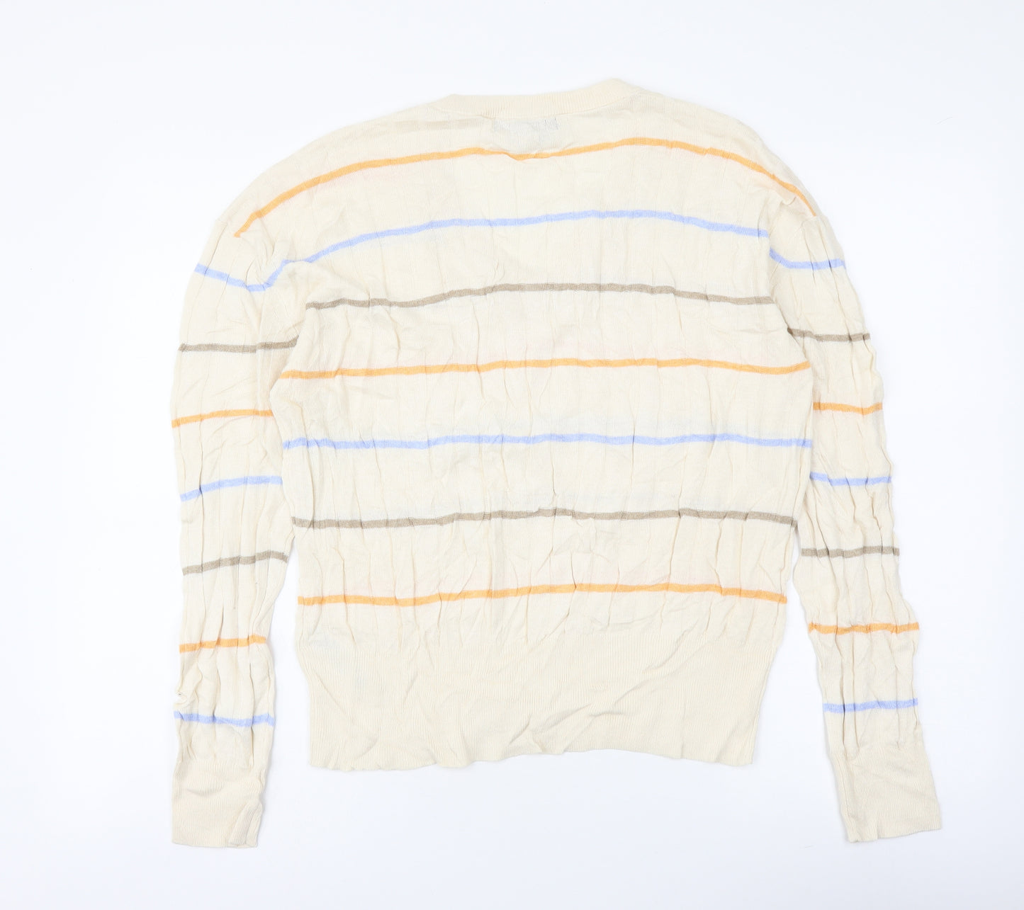 Marks and Spencer Womens Multicoloured V-Neck Striped Viscose Pullover Jumper Size L