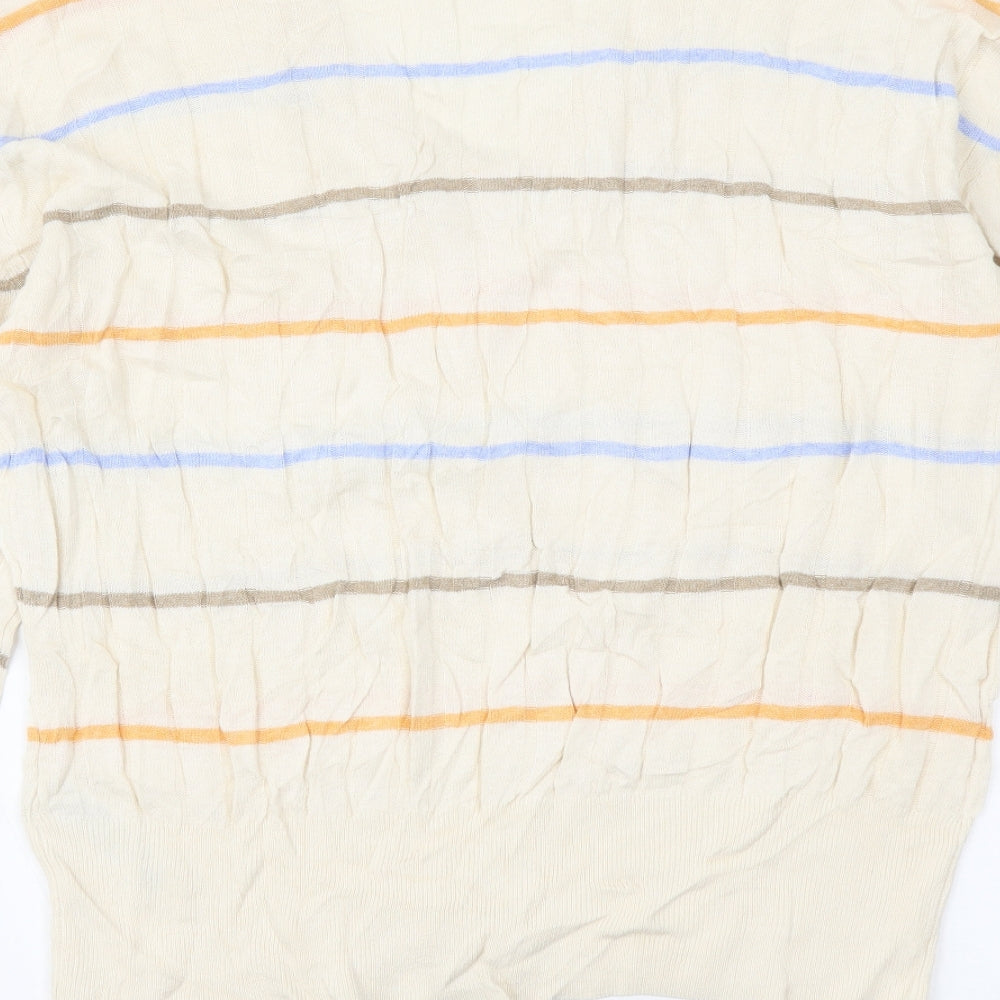 Marks and Spencer Womens Multicoloured V-Neck Striped Viscose Pullover Jumper Size L