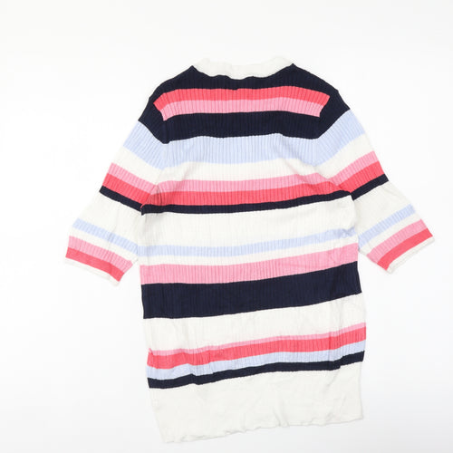 Marks and Spencer Womens Multicoloured Round Neck Striped Viscose Pullover Jumper Size 12