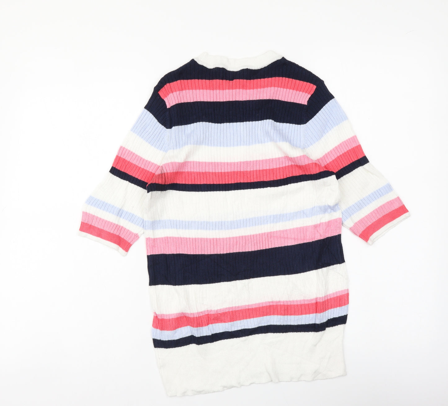 Marks and Spencer Womens Multicoloured Round Neck Striped Viscose Pullover Jumper Size 12