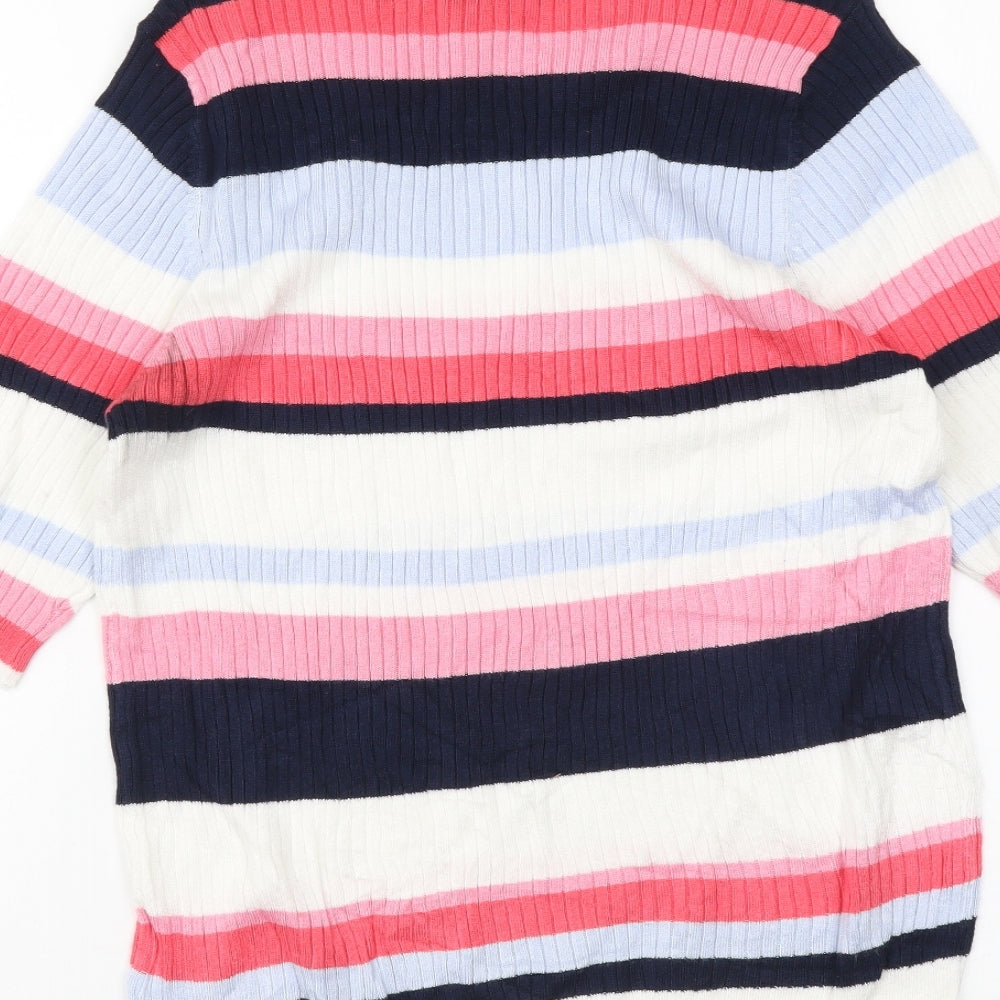 Marks and Spencer Womens Multicoloured Round Neck Striped Viscose Pullover Jumper Size 12