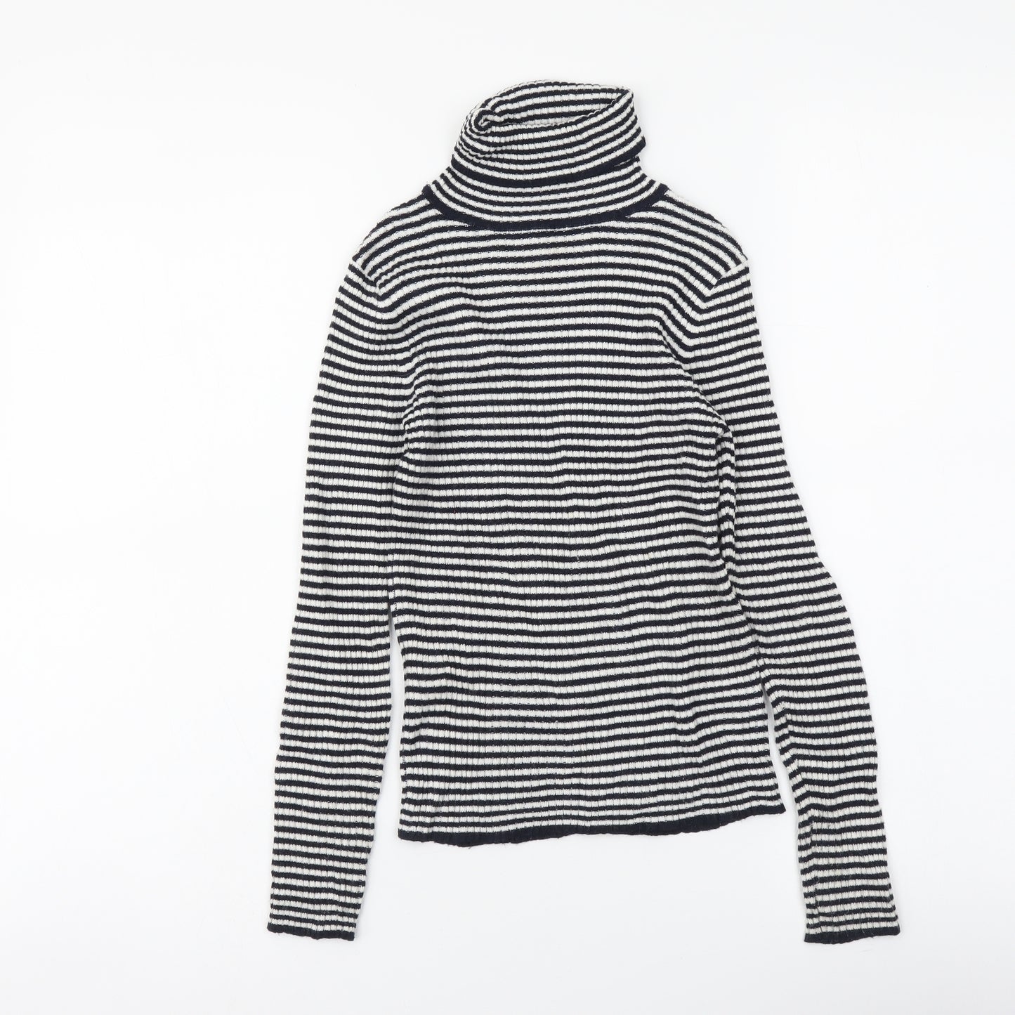NEXT Girls Blue Roll Neck Striped Polyester Pullover Jumper Size 9 Years Pullover