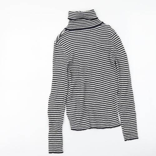 NEXT Girls Blue Roll Neck Striped Polyester Pullover Jumper Size 9 Years Pullover