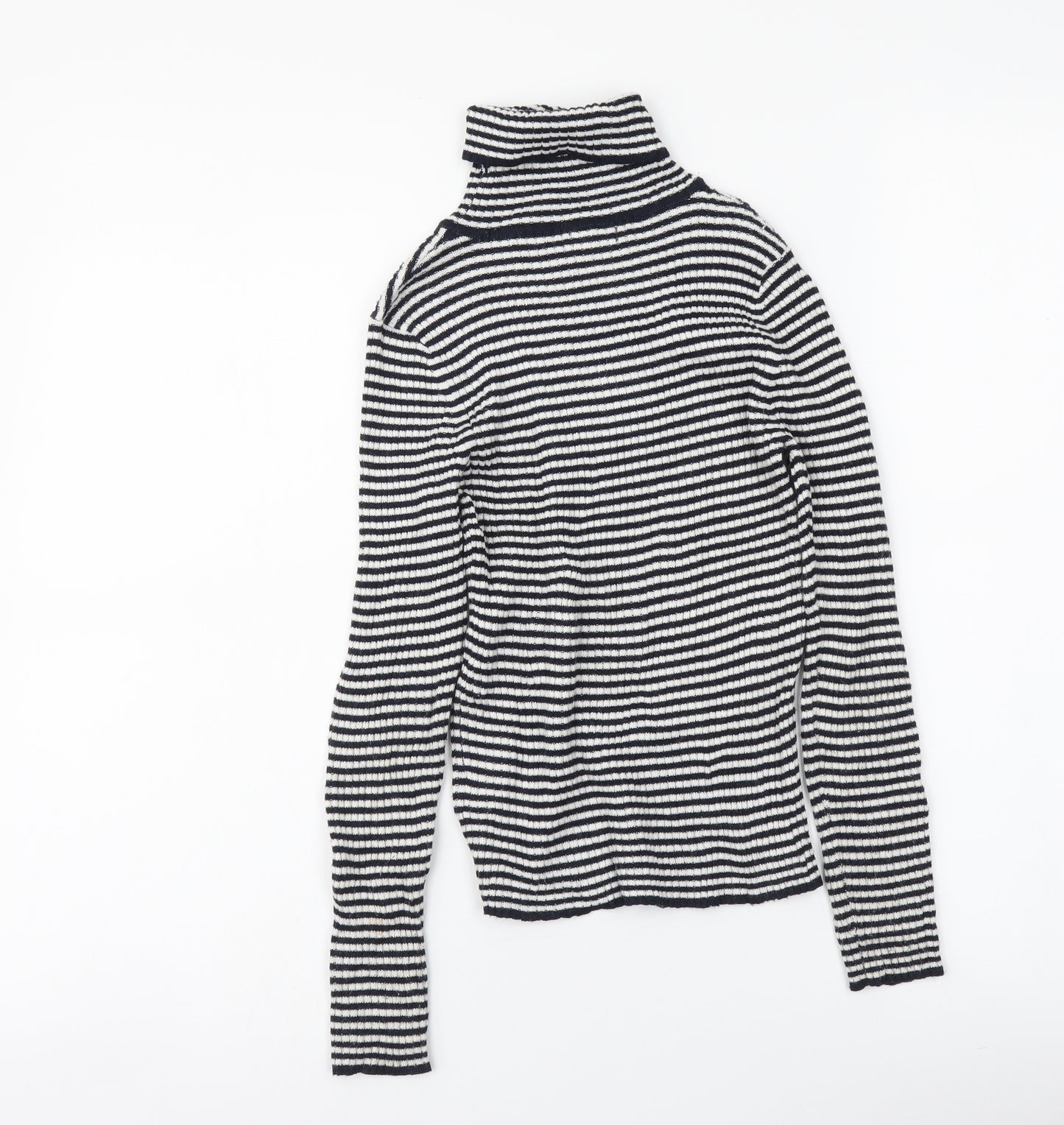NEXT Girls Blue Roll Neck Striped Polyester Pullover Jumper Size 9 Years Pullover