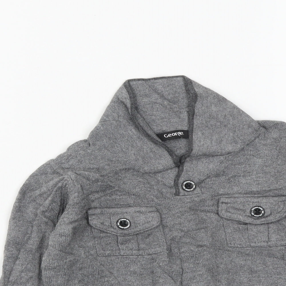 George Boys Grey Cotton Pullover Jumper Size 9-12 Months Pullover
