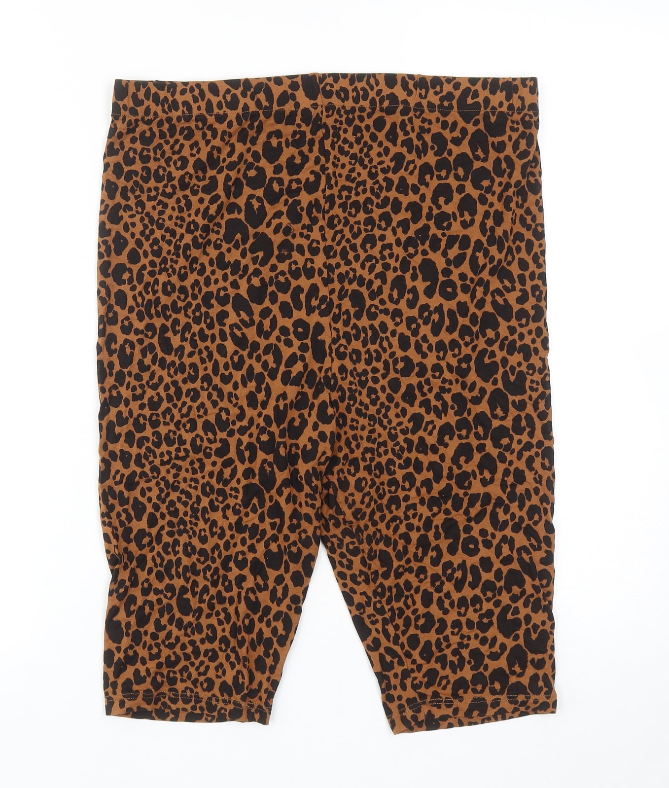 NEXT Womens Brown Animal Print Viscose Compression Shorts Size 12 Regular Pull On