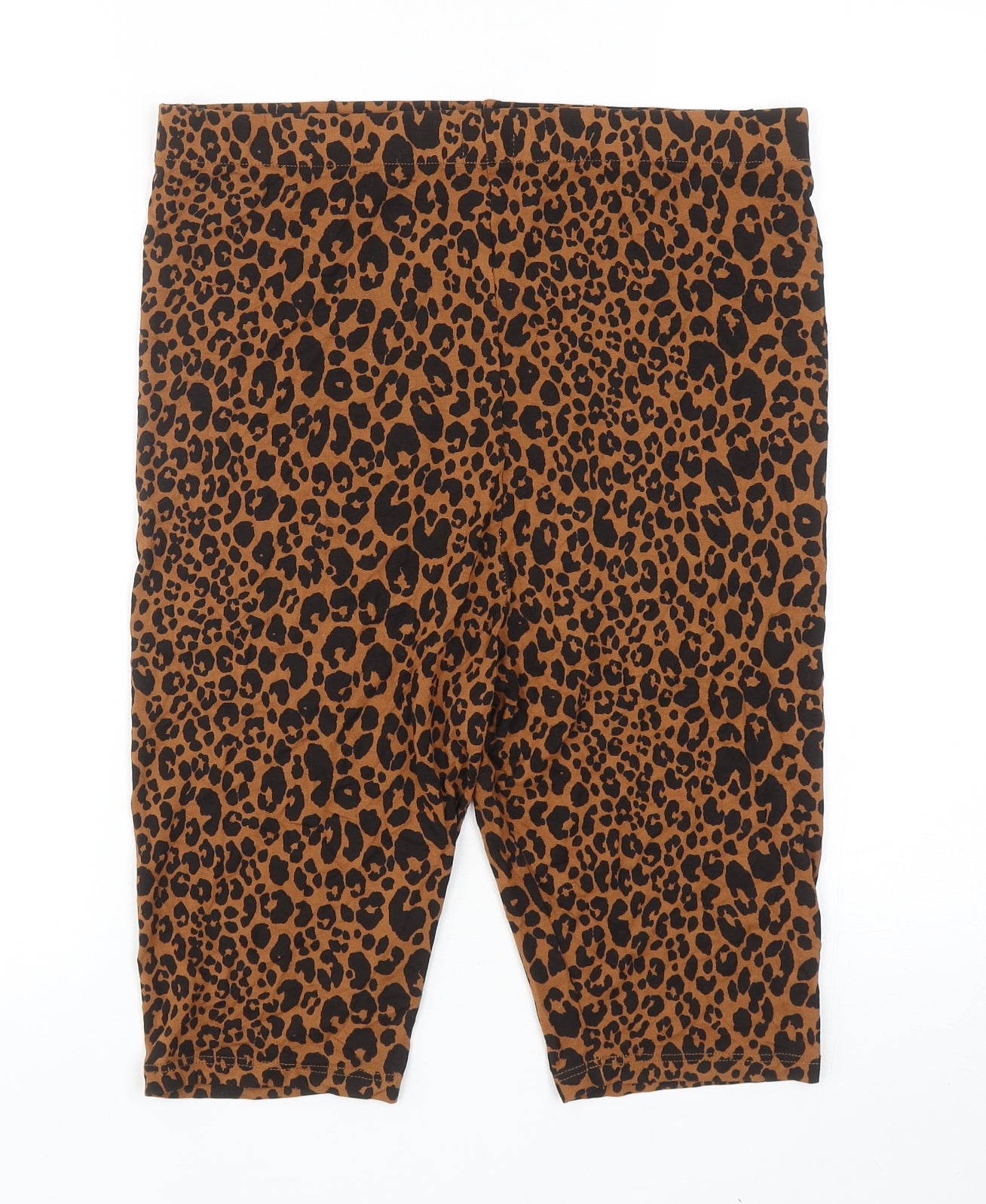 NEXT Womens Brown Animal Print Viscose Compression Shorts Size 12 Regular Pull On