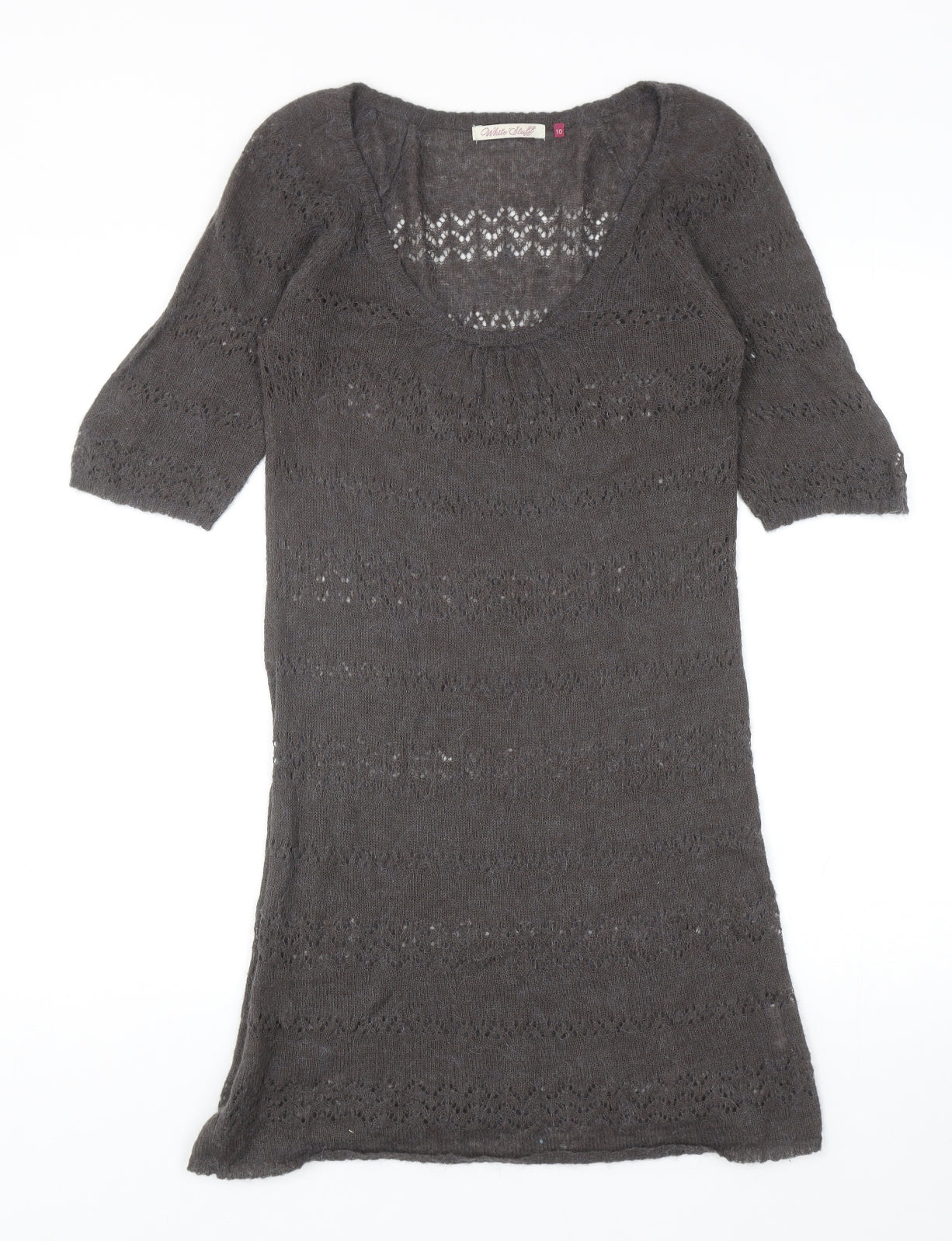 White Stuff Womens Grey Scoop Neck Acrylic Pullover Jumper Size 10