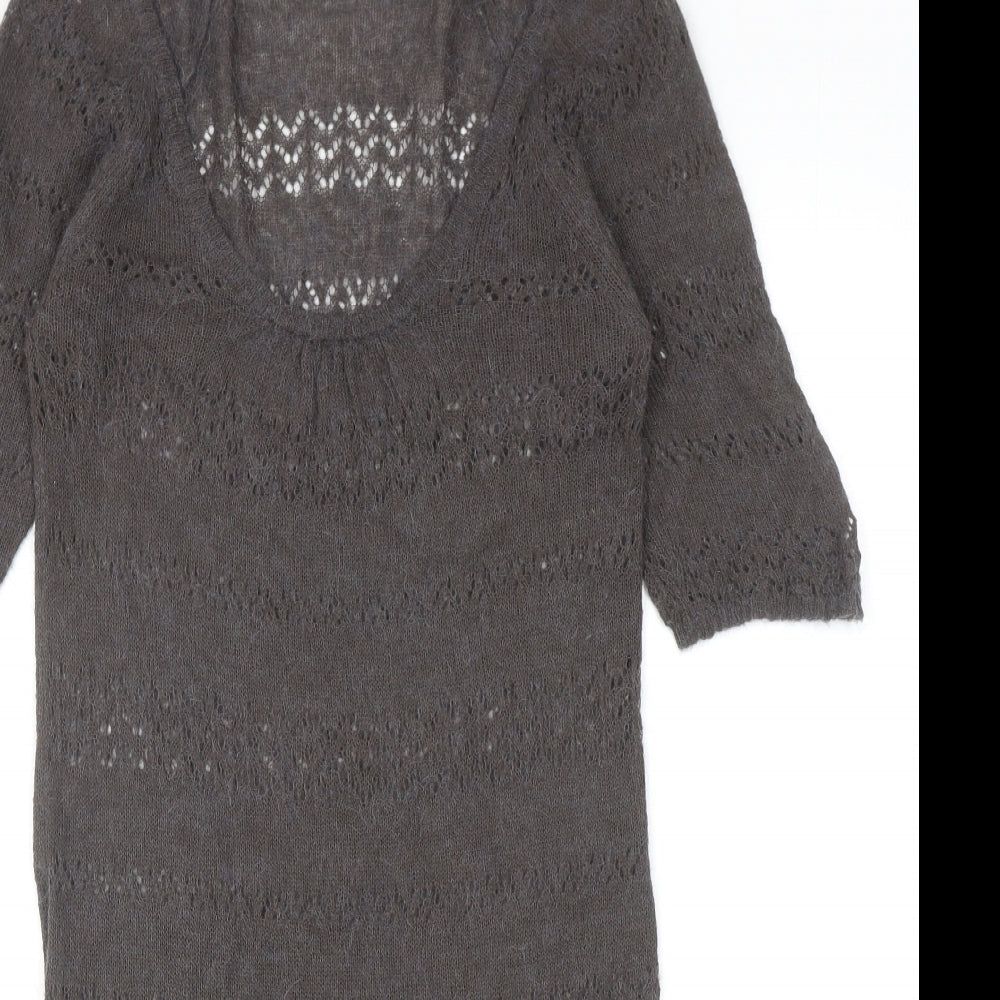 White Stuff Womens Grey Scoop Neck Acrylic Pullover Jumper Size 10