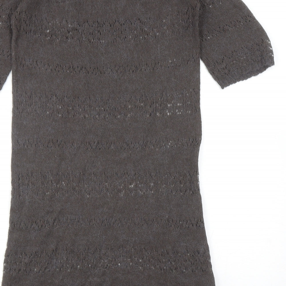 White Stuff Womens Grey Scoop Neck Acrylic Pullover Jumper Size 10