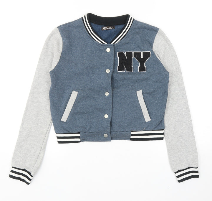 Brave Soul Boys Blue Colourblock Varsity Jacket Jacket Size S Snap - NY Initials