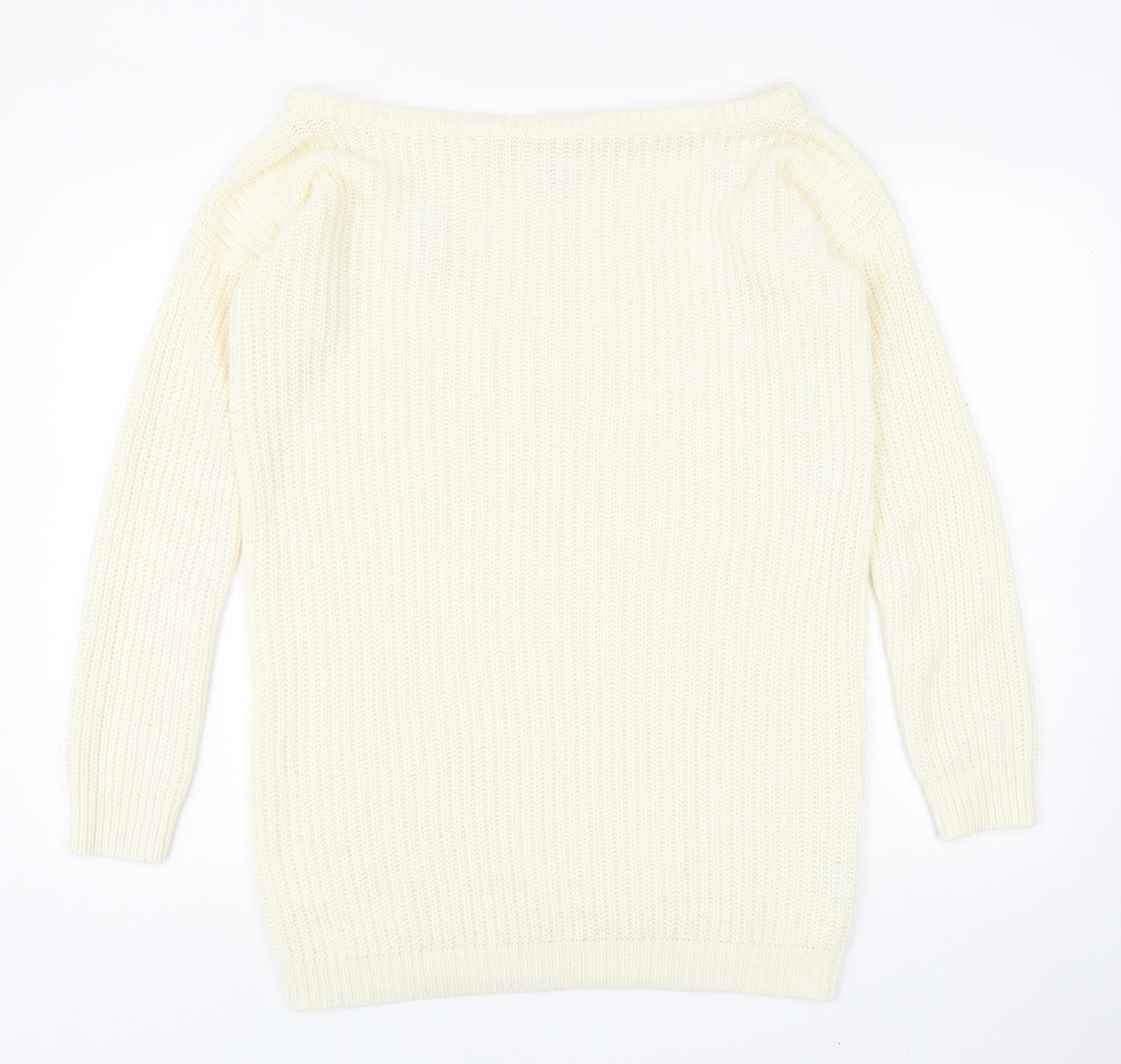 Missguided Womens Ivory Boat Neck Acrylic Pullover Jumper Size S