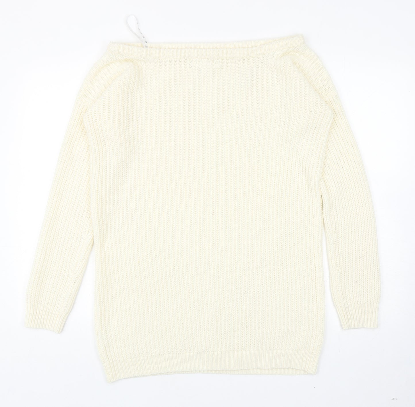 Missguided Womens Ivory Boat Neck Acrylic Pullover Jumper Size S