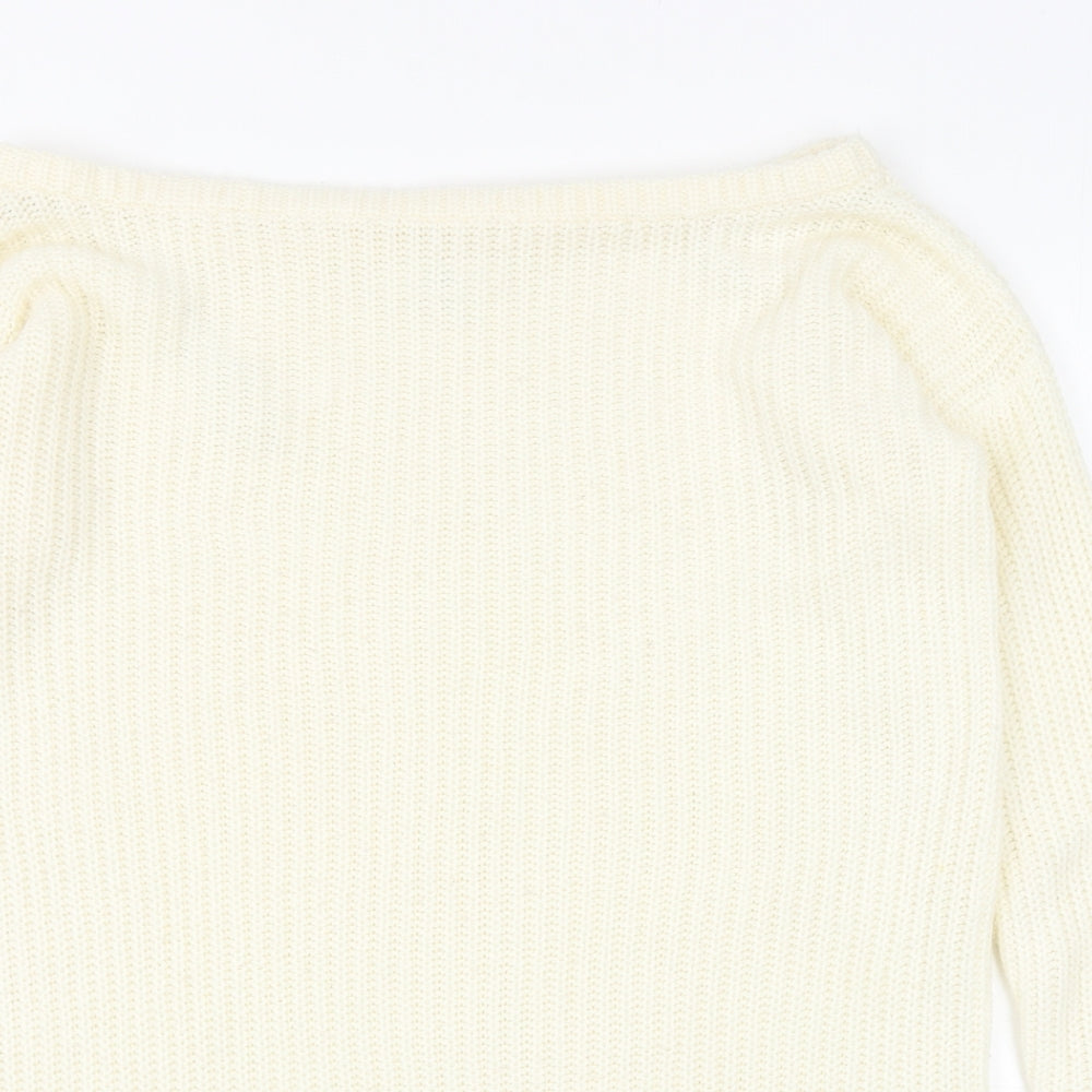 Missguided Womens Ivory Boat Neck Acrylic Pullover Jumper Size S