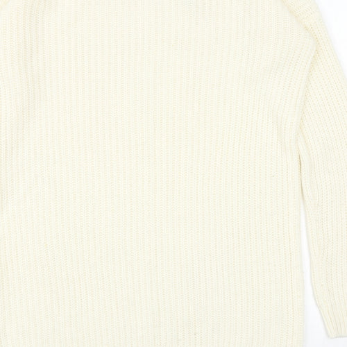 Missguided Womens Ivory Boat Neck Acrylic Pullover Jumper Size S