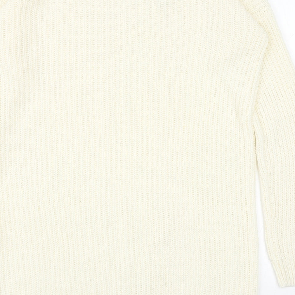 Missguided Womens Ivory Boat Neck Acrylic Pullover Jumper Size S