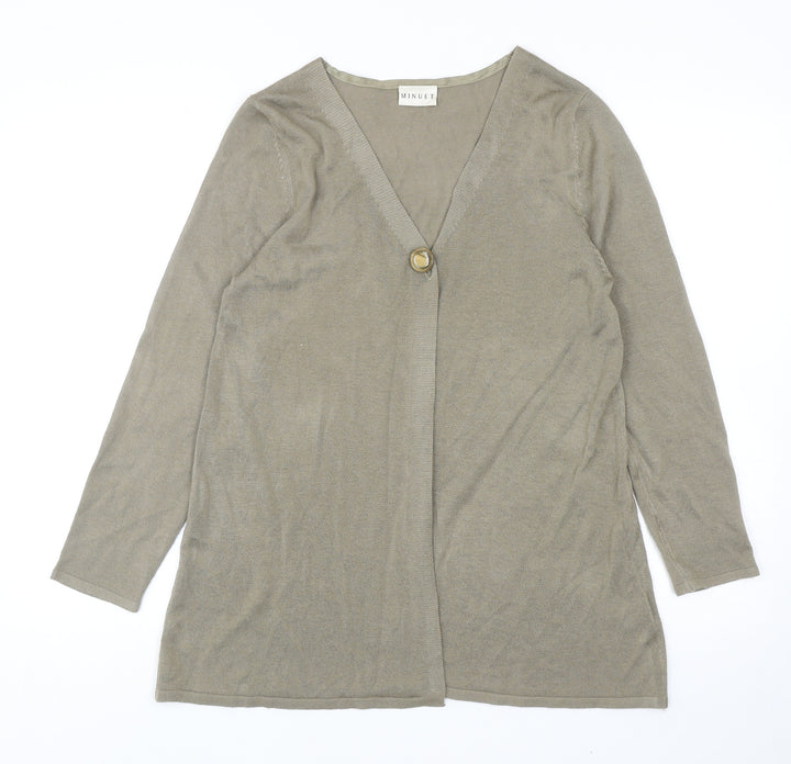 Minuet Womens Green V-Neck Acrylic Cardigan Jumper Size 12