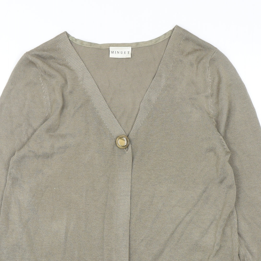 Minuet Womens Green V-Neck Acrylic Cardigan Jumper Size 12