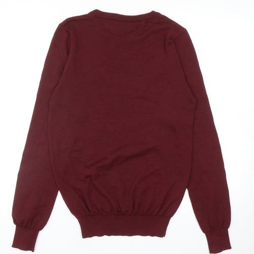Brave Soul Mens Red Round Neck Polyester Pullover Jumper Size M