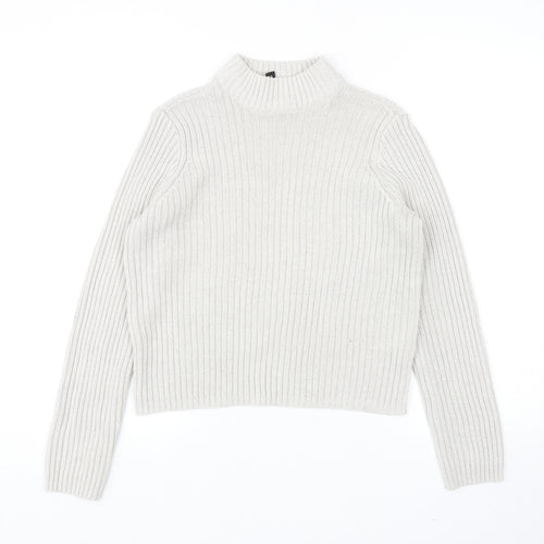 H&M Womens Grey Mock Neck Acrylic Pullover Jumper Size S
