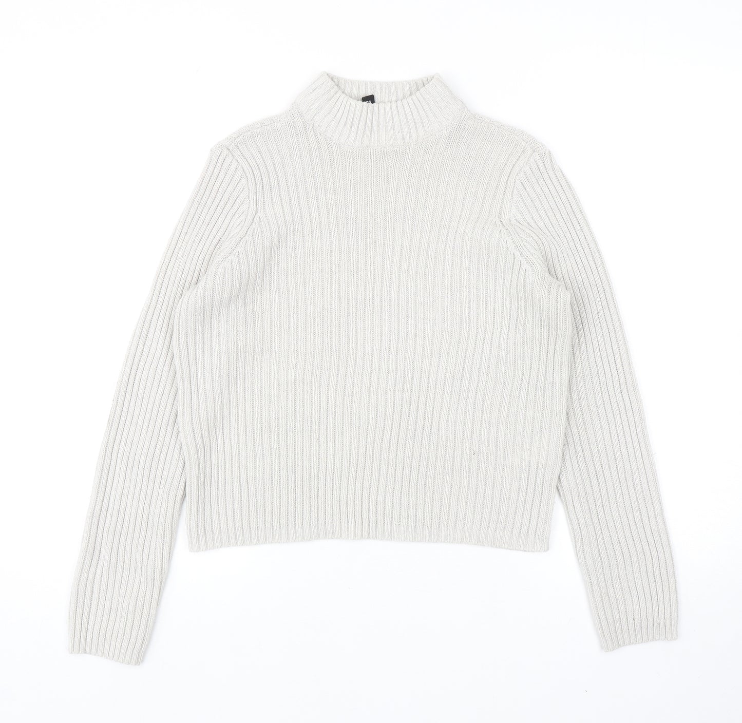 H&M Womens Grey Mock Neck Acrylic Pullover Jumper Size S