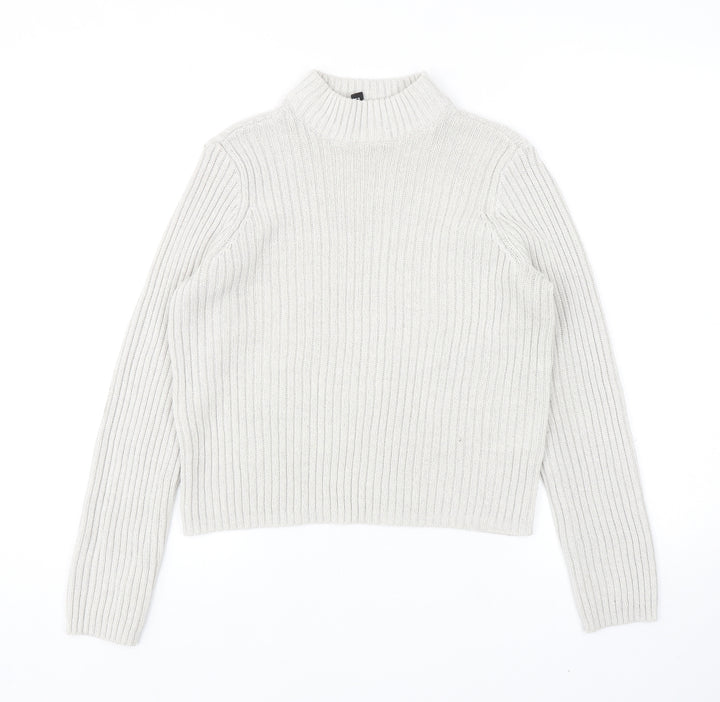 H&M Womens Grey Mock Neck Acrylic Pullover Jumper Size S