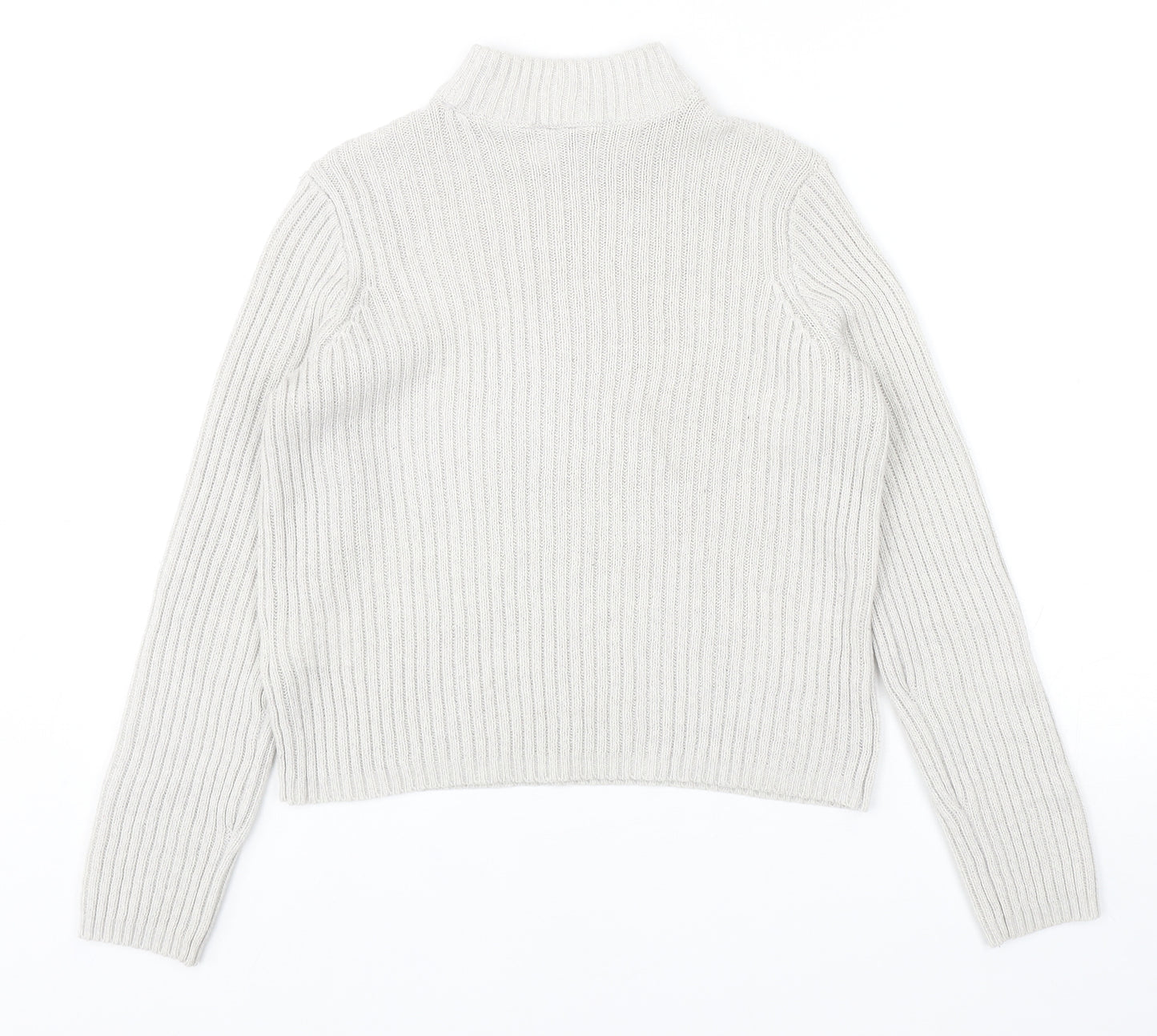 H&M Womens Grey Mock Neck Acrylic Pullover Jumper Size S