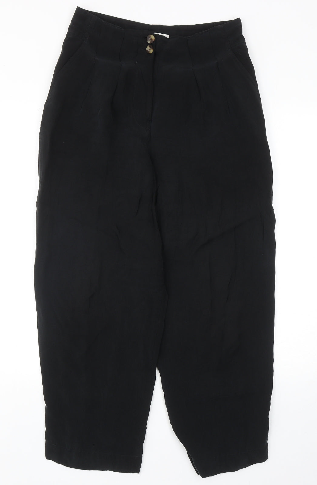 Per Una Womens Black Cupro Bloomer Trousers Size 10 Regular Zip