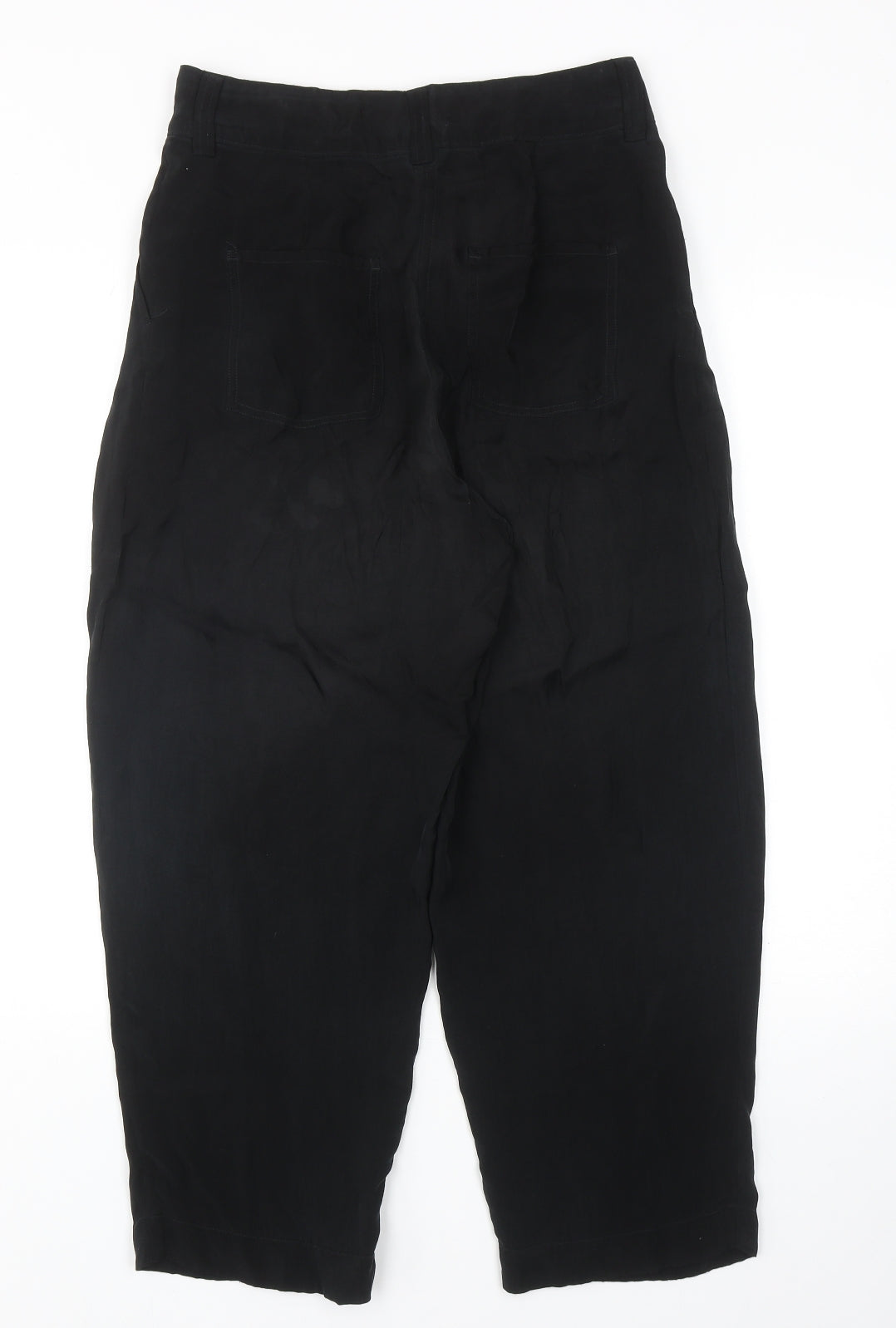 Per Una Womens Black Cupro Bloomer Trousers Size 10 Regular Zip