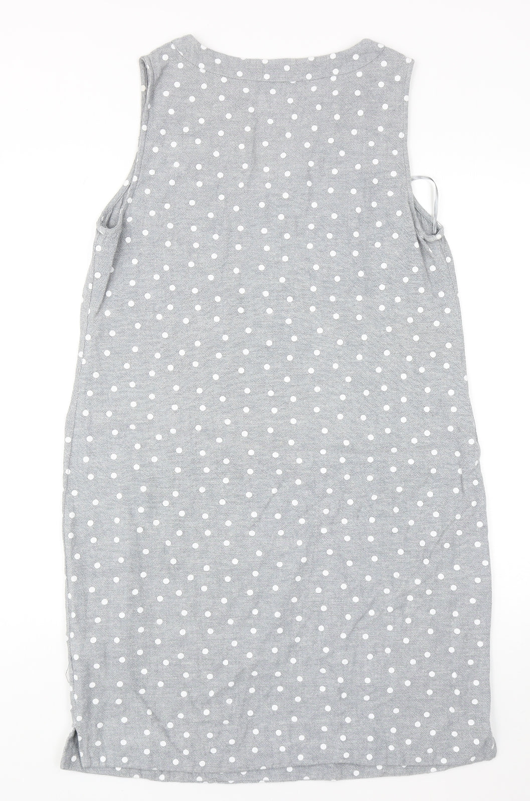 Marks and Spencer Womens Grey Plaid Linen Sheath Size 12 V-Neck Pullover