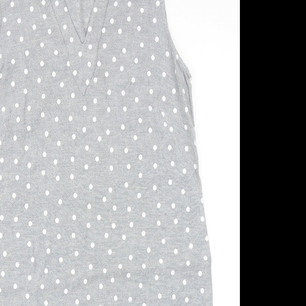 Marks and Spencer Womens Grey Plaid Linen Sheath Size 12 V-Neck Pullover