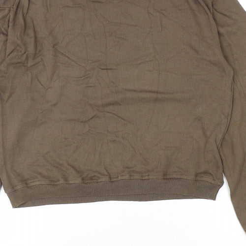 Statement Womens Green Mock Neck Cotton Pullover Jumper Size M