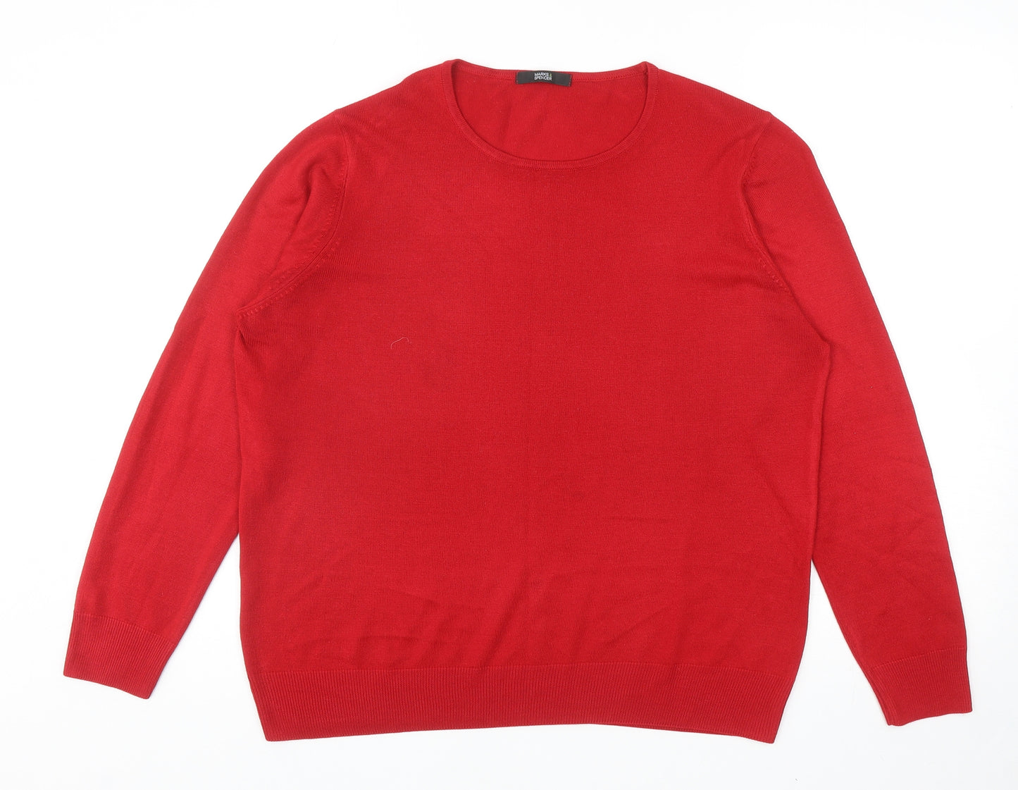 Marks and Spencer Womens Red Round Neck Acrylic Pullover Jumper Size 18