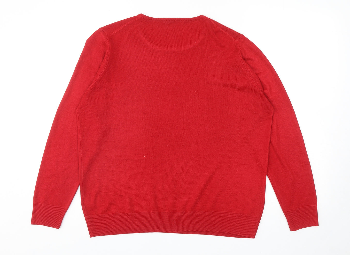 Marks and Spencer Womens Red Round Neck Acrylic Pullover Jumper Size 18