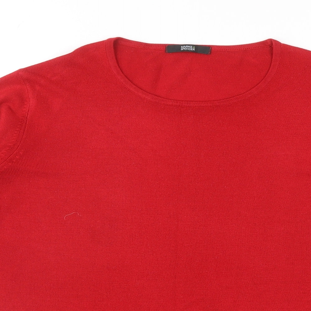 Marks and Spencer Womens Red Round Neck Acrylic Pullover Jumper Size 18